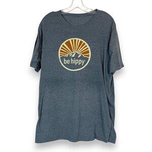 Be Hippy Graphic T-Shirt Lifestyle Tee Retro Gray Large